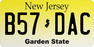 NJ license plate B57DAC