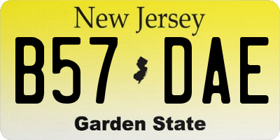 NJ license plate B57DAE