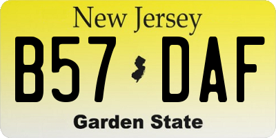 NJ license plate B57DAF