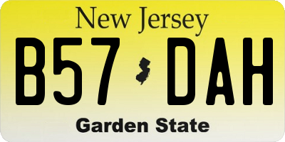 NJ license plate B57DAH