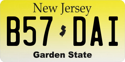 NJ license plate B57DAI