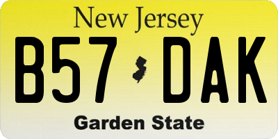 NJ license plate B57DAK