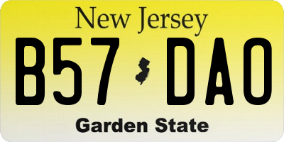 NJ license plate B57DAO