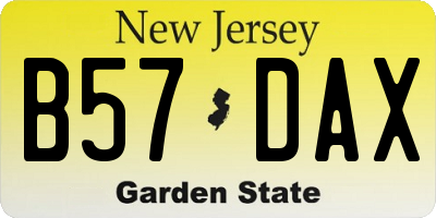 NJ license plate B57DAX
