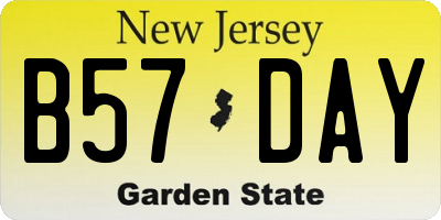 NJ license plate B57DAY
