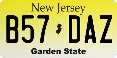 NJ license plate B57DAZ