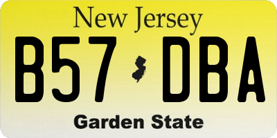 NJ license plate B57DBA