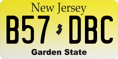 NJ license plate B57DBC