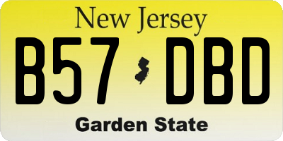 NJ license plate B57DBD