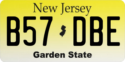 NJ license plate B57DBE
