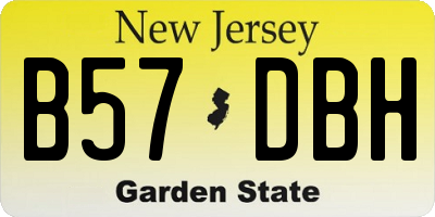 NJ license plate B57DBH