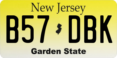 NJ license plate B57DBK