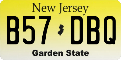 NJ license plate B57DBQ