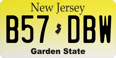 NJ license plate B57DBW