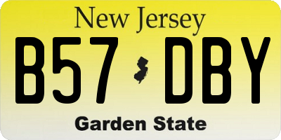 NJ license plate B57DBY