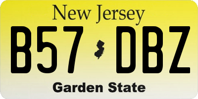 NJ license plate B57DBZ