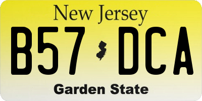 NJ license plate B57DCA
