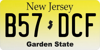 NJ license plate B57DCF