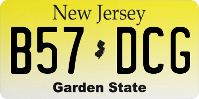 NJ license plate B57DCG