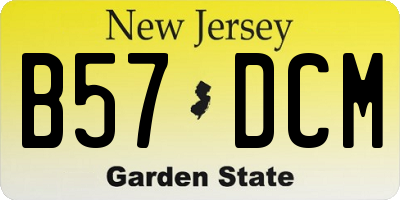 NJ license plate B57DCM