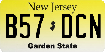 NJ license plate B57DCN