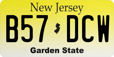 NJ license plate B57DCW