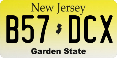 NJ license plate B57DCX