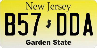 NJ license plate B57DDA