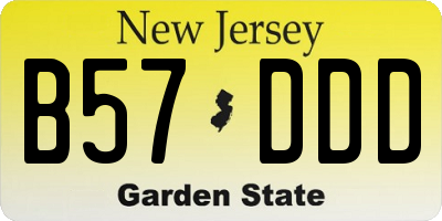 NJ license plate B57DDD