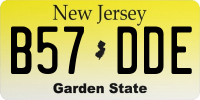 NJ license plate B57DDE