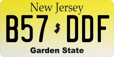 NJ license plate B57DDF