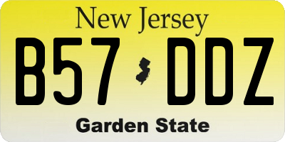 NJ license plate B57DDZ