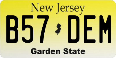 NJ license plate B57DEM