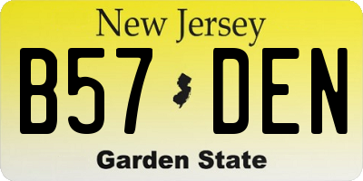 NJ license plate B57DEN