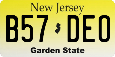 NJ license plate B57DEO