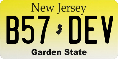 NJ license plate B57DEV
