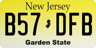 NJ license plate B57DFB