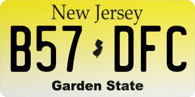 NJ license plate B57DFC