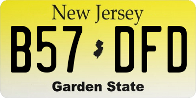 NJ license plate B57DFD
