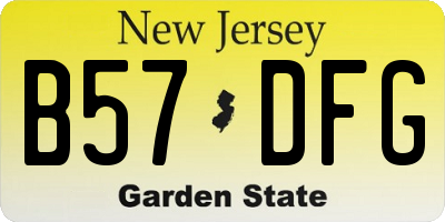 NJ license plate B57DFG