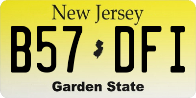 NJ license plate B57DFI