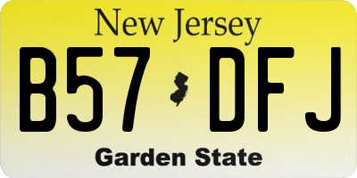 NJ license plate B57DFJ