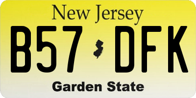 NJ license plate B57DFK