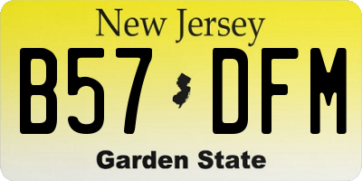 NJ license plate B57DFM