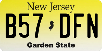 NJ license plate B57DFN