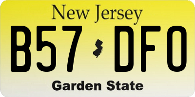 NJ license plate B57DFO