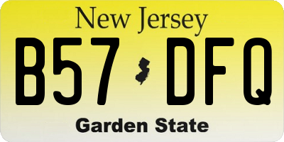 NJ license plate B57DFQ