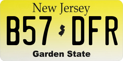 NJ license plate B57DFR