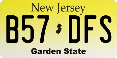 NJ license plate B57DFS