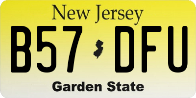 NJ license plate B57DFU